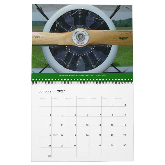 Calendario del motor de aviones 15 meses 2012 (Jan 2027)