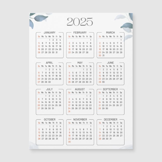 calendario del nuevo año 2025 (Anverso)