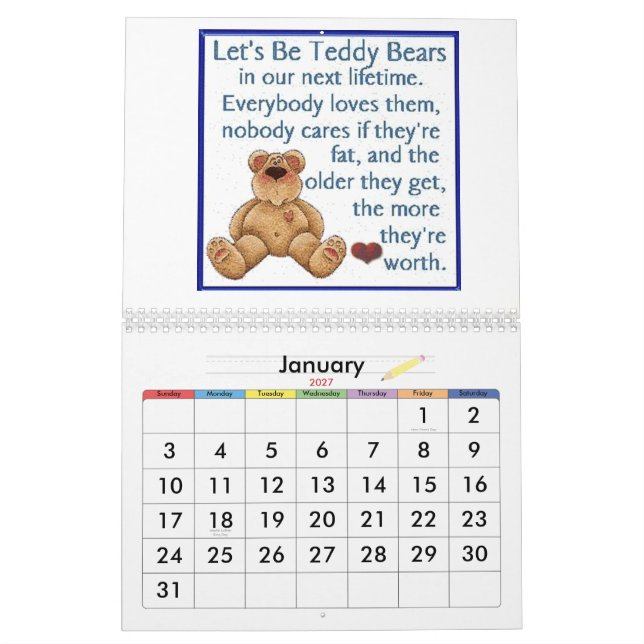 Calendario del oso de peluche (Jan 2027)