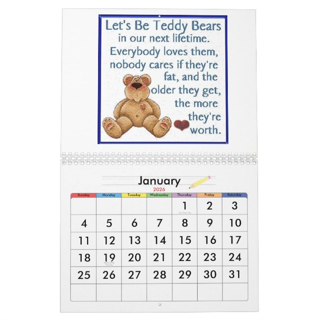 Calendario del oso de peluche (Jan 2026)