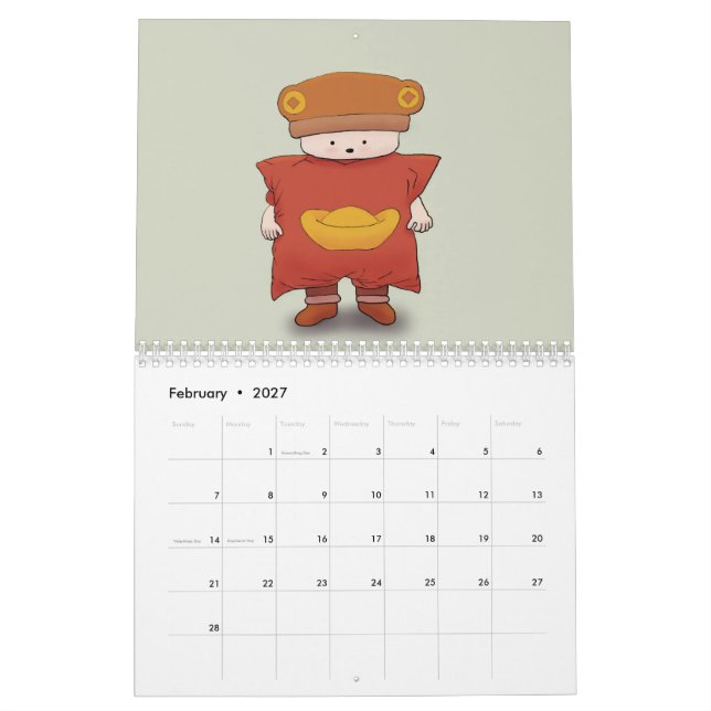 calendario del Oso-en-gorra 2017 (Feb 2027)