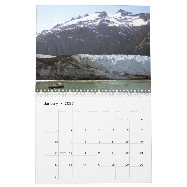Calendario del paisaje de Alaska (Jan 2027)