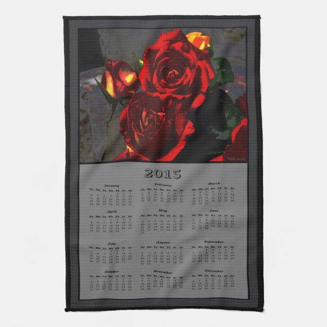 Calendario del paño de 2015 rosas del veneno (Vertical)