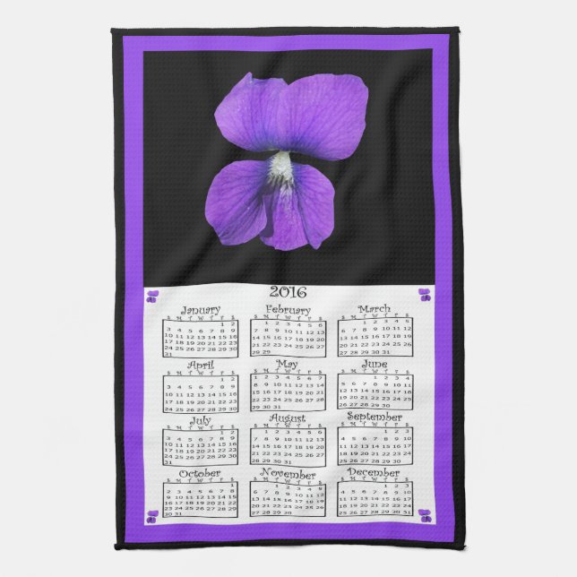 Calendario del paño de 2016 violetas (Vertical)