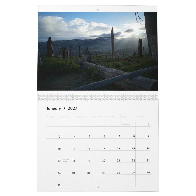 Calendario del paraíso del caminante (Jan 2027)