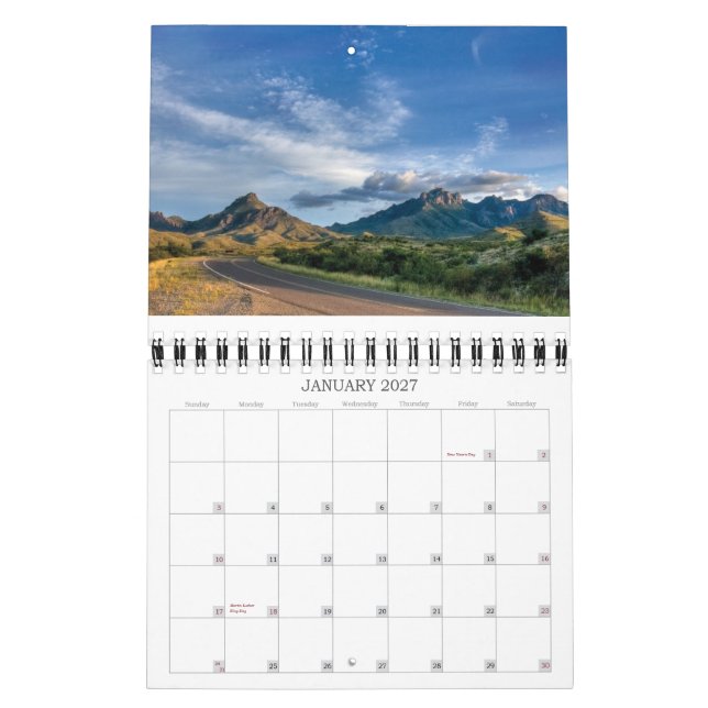 Calendario del Parque Nacional Big Bend (Jan 2027)