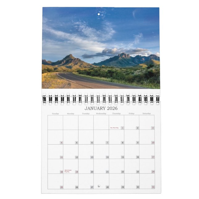 Calendario del Parque Nacional Big Bend (Jan 2026)