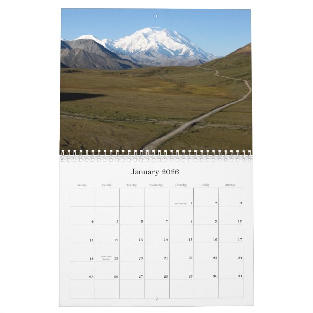 Calendario del parque nacional de Denali de Alaska (Jan 2026)