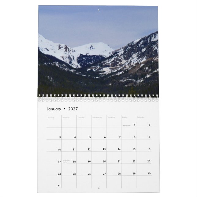 Calendario del Parque Nacional de las Montañas (Jan 2027)
