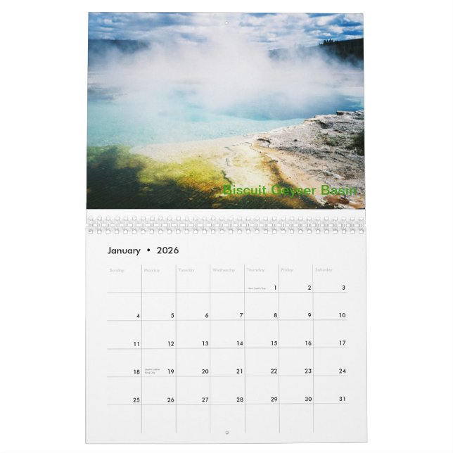 Calendario del parque nacional de Yellowstone (Jan 2026)