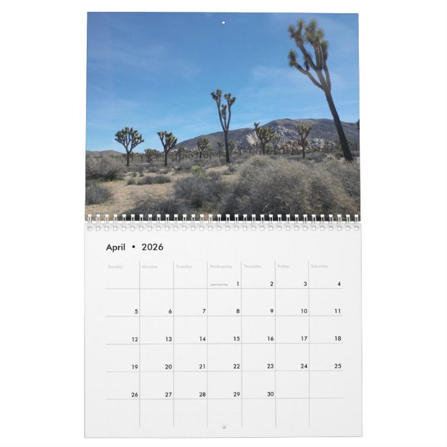 Calendario del Parque Nacional Joshua Tree 2020 (Apr 2026)