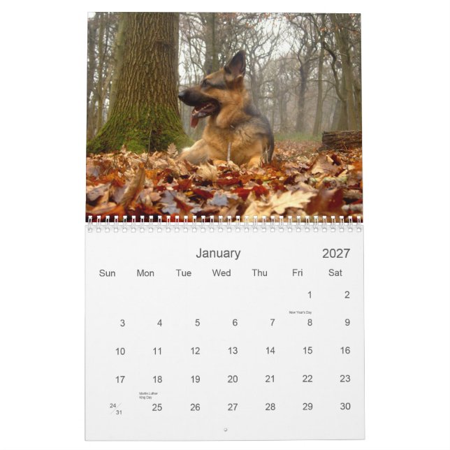 Calendario del pastor (GSD) alemán (Jan 2027)