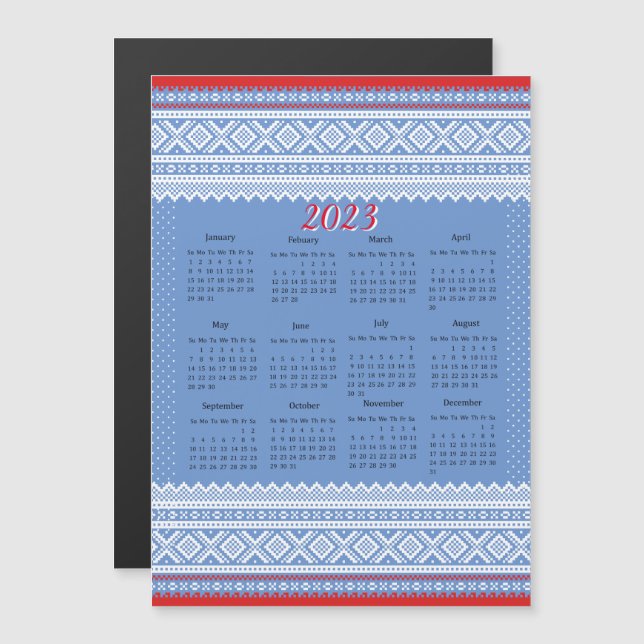 Calendario del patrón de suéter de los Navidades M (Anverso/Reverso)