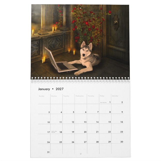 Calendario del perro de la fantasía (Jan 2027)