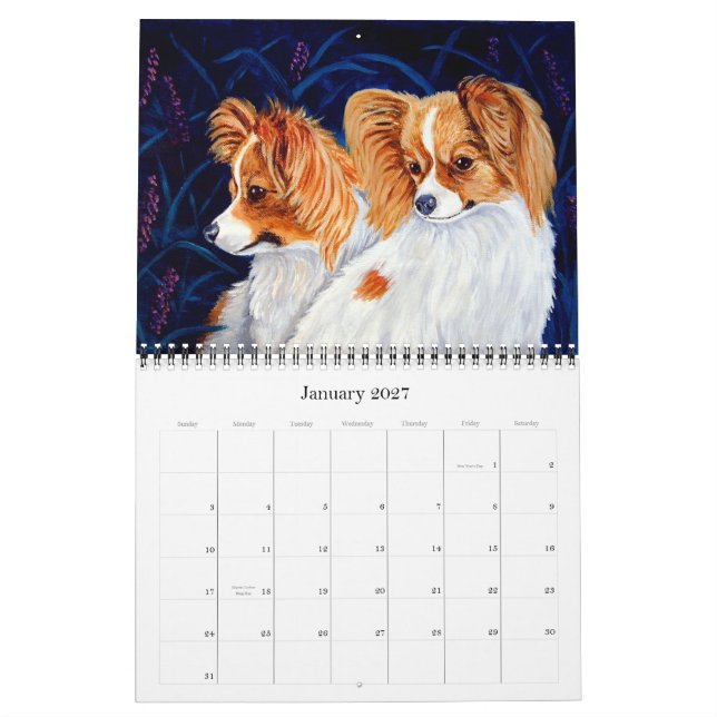 Calendario del perro papilón (Jan 2027)