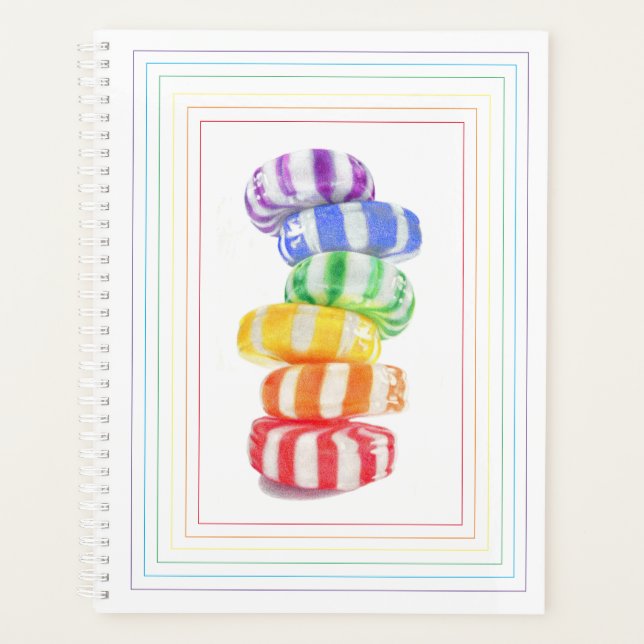 Calendario del planificador RAINBOW CANDY 8.5x11 (Anverso)