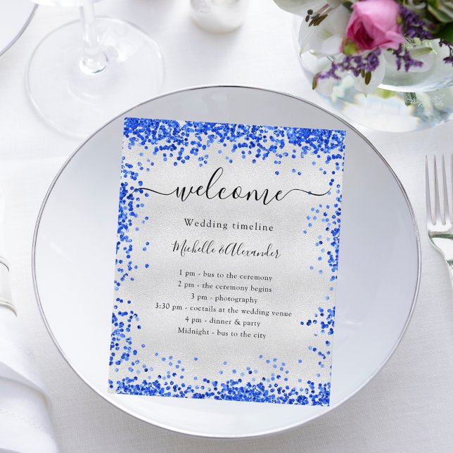 Calendario del programa de bodas azul real Silver (Subido por el creador)