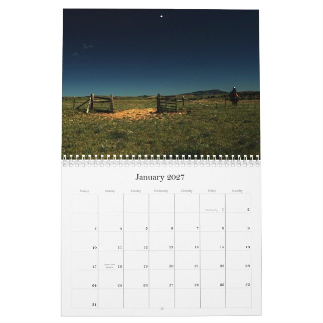 Calendario del rancho 2011 de Sweetgrass (Jan 2027)