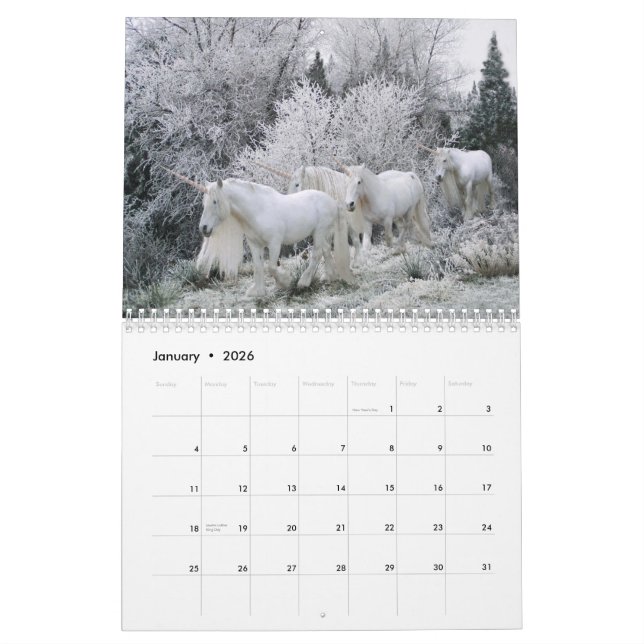 Calendario del unicornio (Jan 2026)