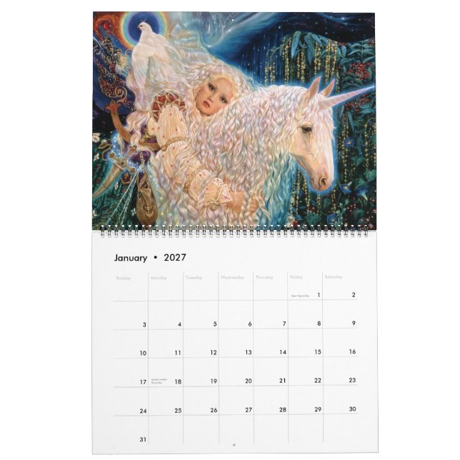 Calendario "del unicornio místico" de Elizabeth (Jan 2027)