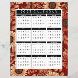 Calendario del volante del girasol de 2025 - Alumb