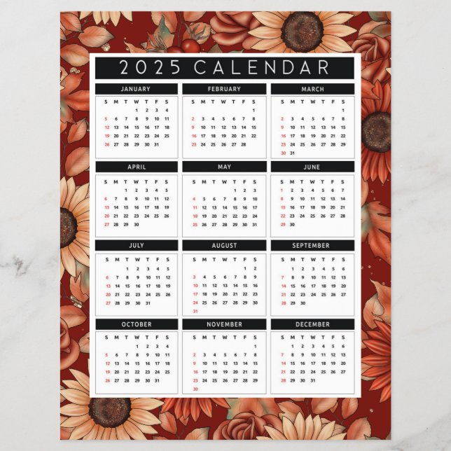 Calendario del volante del girasol de 2025 - Alumb (Frente)