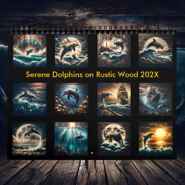 Calendario Delfines Serene en Madera Rusa 2025