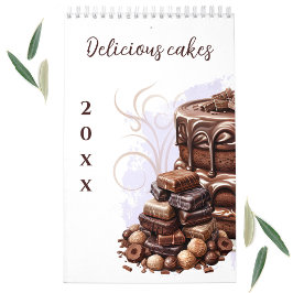 Calendario Deliciosos pasteles acuarela Oblong Wall Calendar