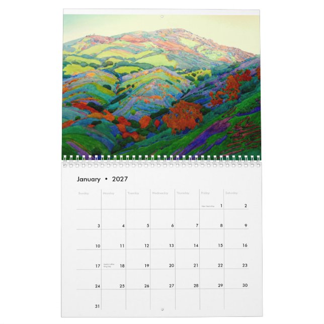 Calendario Después de las acuarelas 2015 de Purcell del (Jan 2027)
