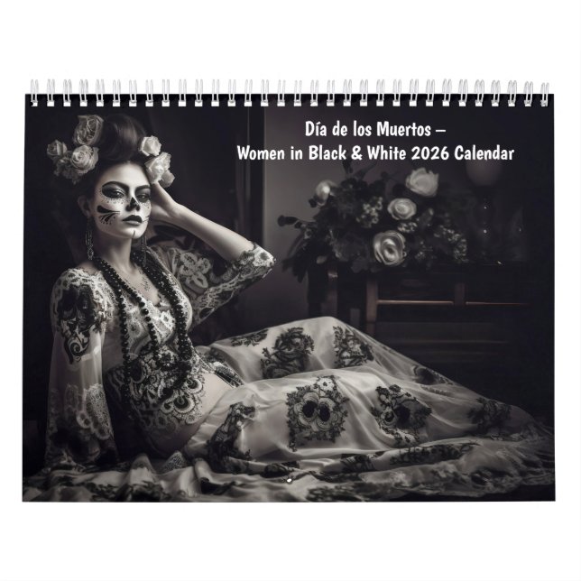 Calendario Día de los Muertos – Women in Black & White 2026 (Tapa)