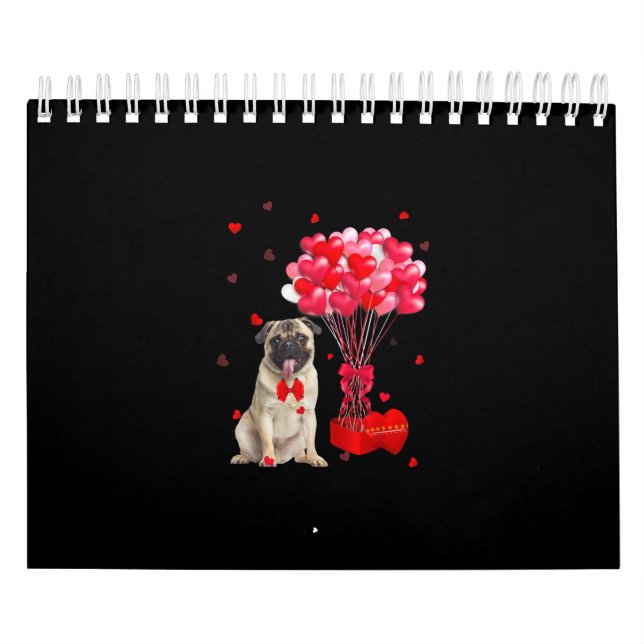 Calendario Día de San Valentín Cute Pug Perro del Corazón (Tapa)