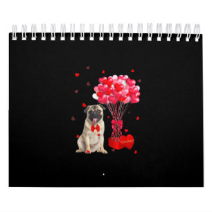 Calendario Día de San Valentín Cute Pug Perro del Corazón