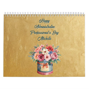 Calendario Día del Profesional Administrativo de Oro Elegante