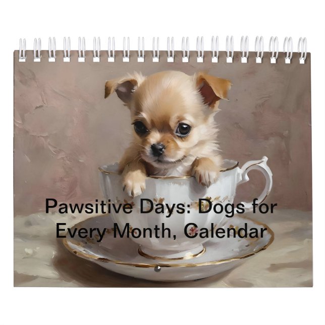 Calendario Días positivos: Perros por mes, (Tapa)