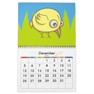Calendario Dibujo animado de pájaro amarillo