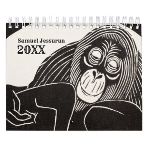 Calendario Dibujo de líneas simples en madera en blanco y neg