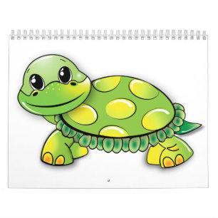 Calendario Dibujo Divertido de Tortuga para Kinder