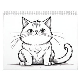 Calendario Dibujos lineales de gatos y perros