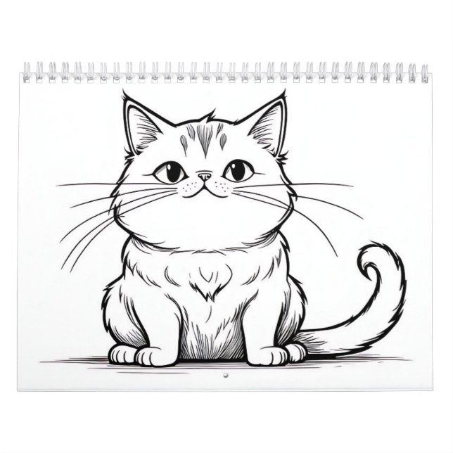 Calendario Dibujos lineales de gatos y perros (Tapa)