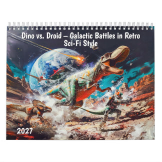 Calendario Dino vs. Droid – Batallas Galácticas en Retro Sci-