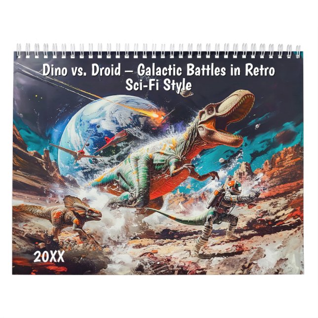 Calendario Dino vs. Droid – Galactic Battles in Retro Sci-Fi  (Tapa)