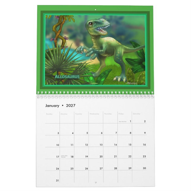 Calendario Dinosaurios de 2012 (Jan 2027)