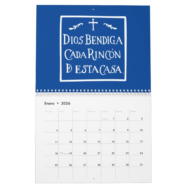 Calendario Dios bendiga cada rincón (Jan 2026)