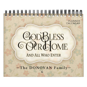 Calendario Dios personalizado bendice al planificador casero