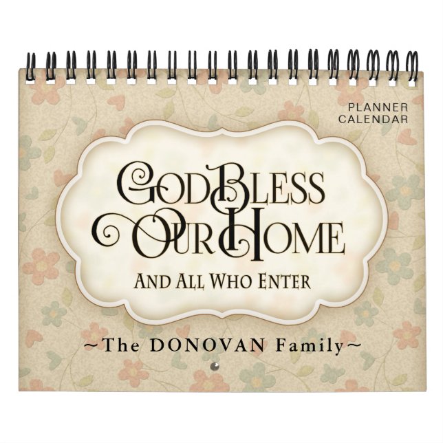 Calendario Dios personalizado bendice al planificador casero (Tapa)