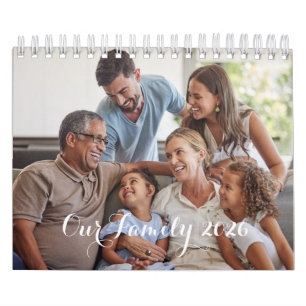 Calendario Diseño de foto con letra elegante para nuestra fam