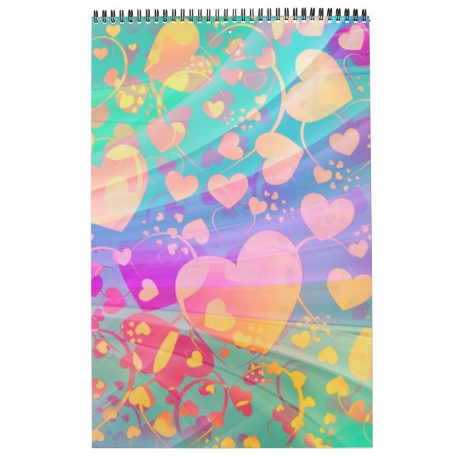 Calendario Diseño de Pastel de patrones de amor de corazón (Tapa)