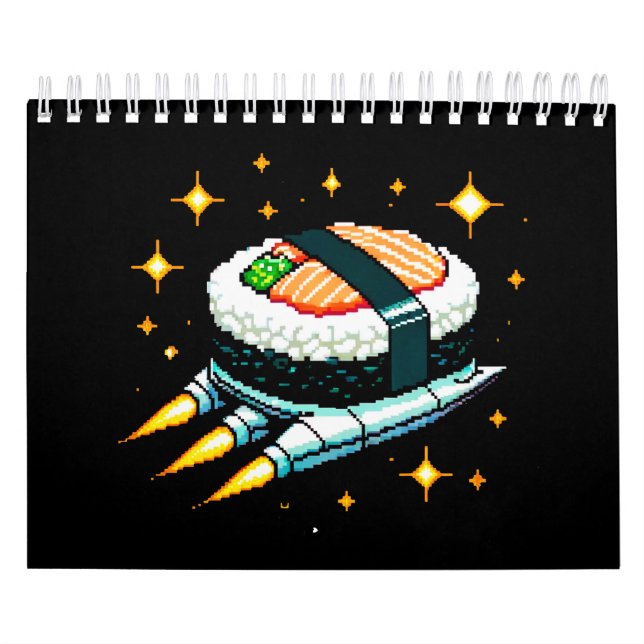 Calendario Diseño de rollo de sushi de cadera espacial Pixel  (Tapa)