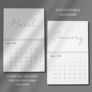 Calendario Diseño de tipografía simple y limpia