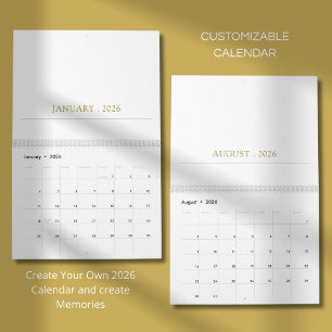 Calendario Diseño de tipografía simple y limpia